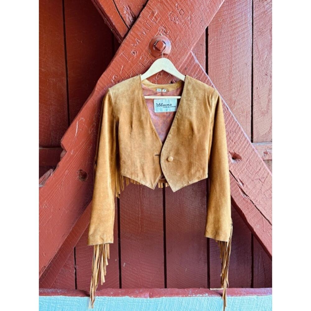 Vintage Wilsons Fringe Cropped Leather Size Small